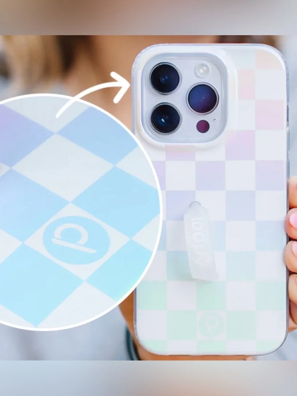 Pearl Checkered Iridescent  Loopy Case for iPhone 11/Xr